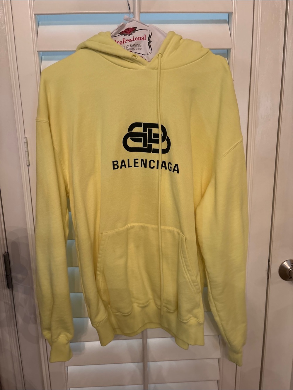 Balenciaga Yellow Logo Zip-Up Hoodie